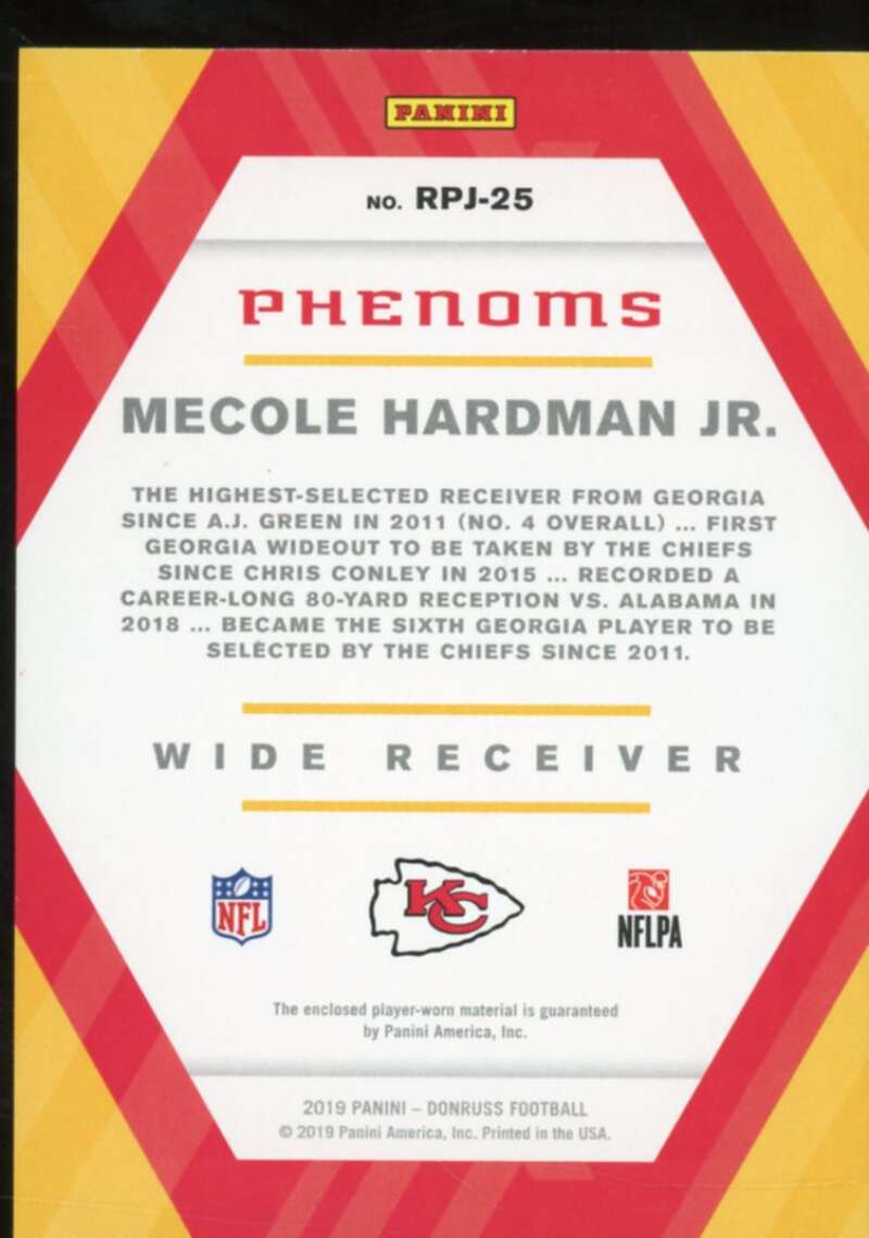 Mecole Hardman Jr. Rookie Card 2019 Donruss Optic Rookie Phenoms Jerseys #RP25  Image 2