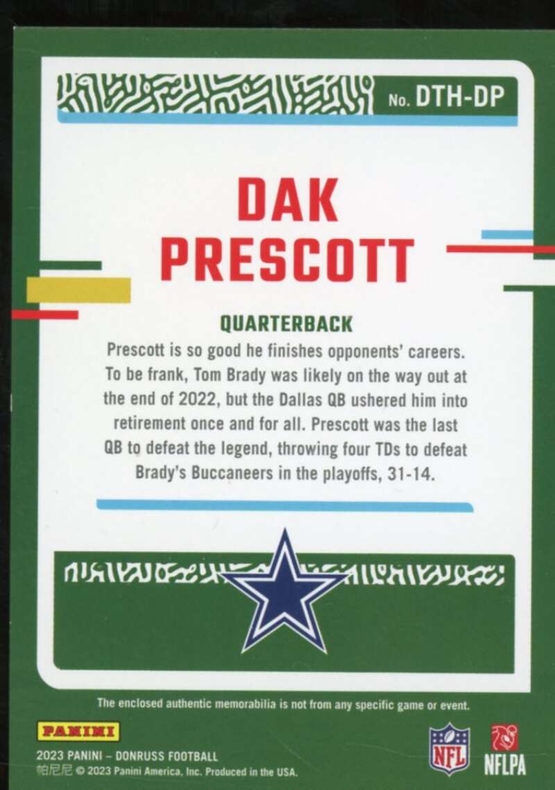 Dak Prescott Card 2023 Donruss Donruss Threads #11  Image 2