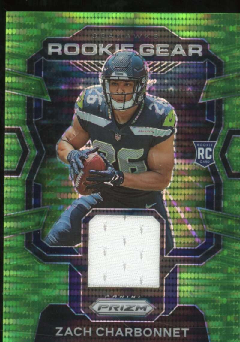 Zach Charbonnet Rookie 2023 Panini Prizm Rookie Gear Prizms Neon Green Pulsar #8  Image 1