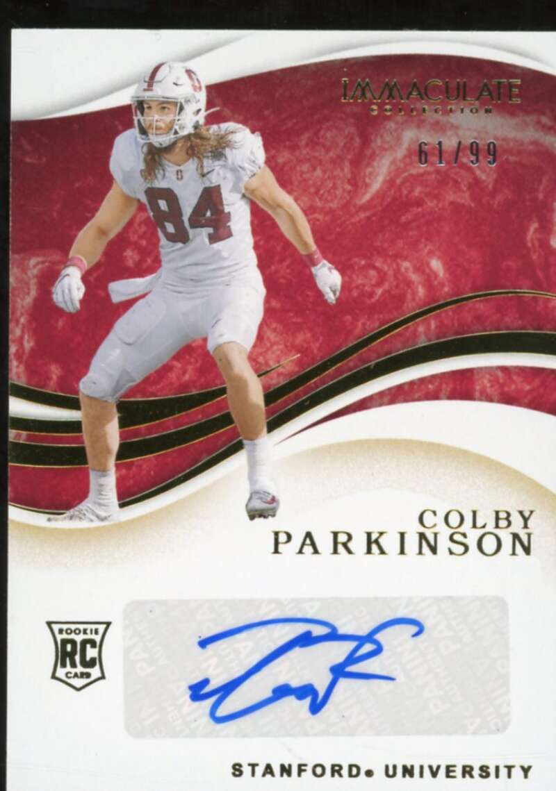 Colby Parkinson AU Rookie Card 2020 Immaculate Collection Collegiate #55  Image 1