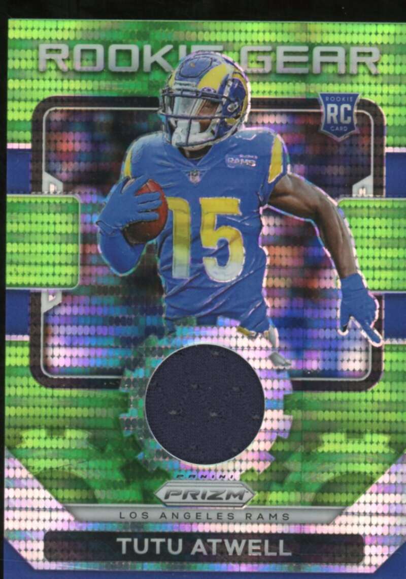 Tutu Atwell Rookie Card 2021 Panini Prizm Rookie Gear Neon Green Pulsar #20  Image 1