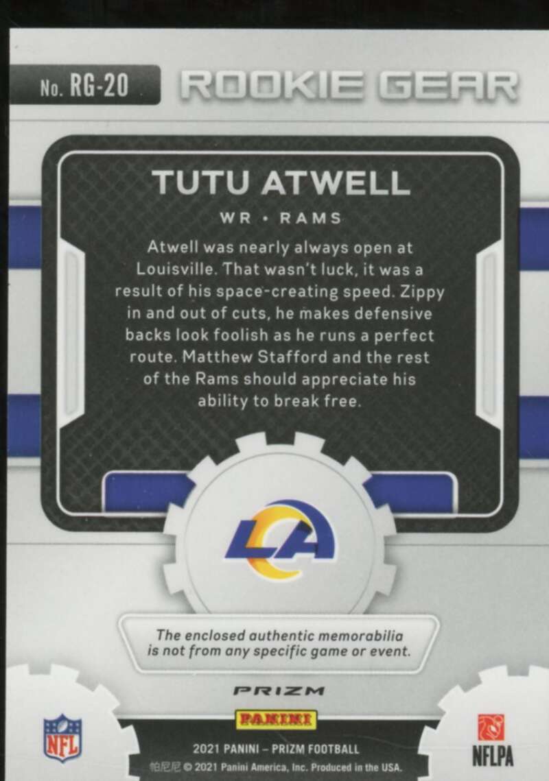 Tutu Atwell Rookie Card 2021 Panini Prizm Rookie Gear Neon Green Pulsar #20  Image 2