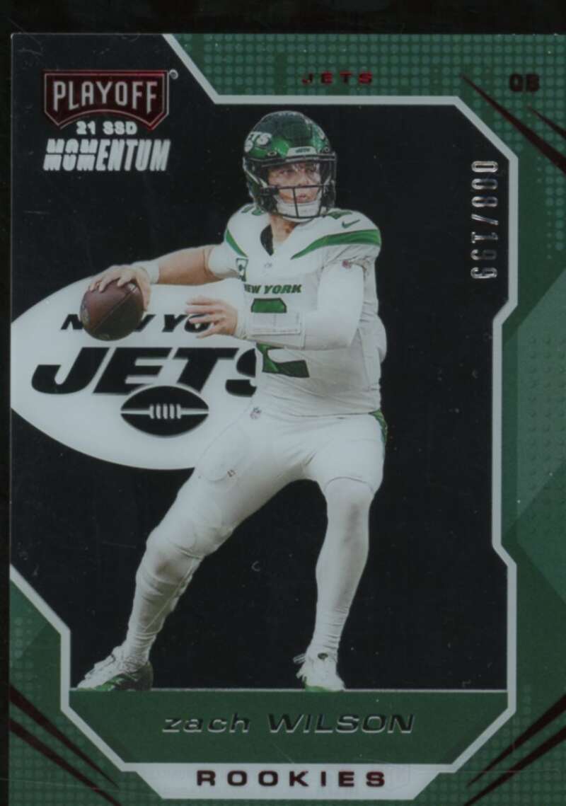 Zach Wilson Rookie Card 2021 Panini Chronicles Playoff Momentum Rookies Red #2  Image 1