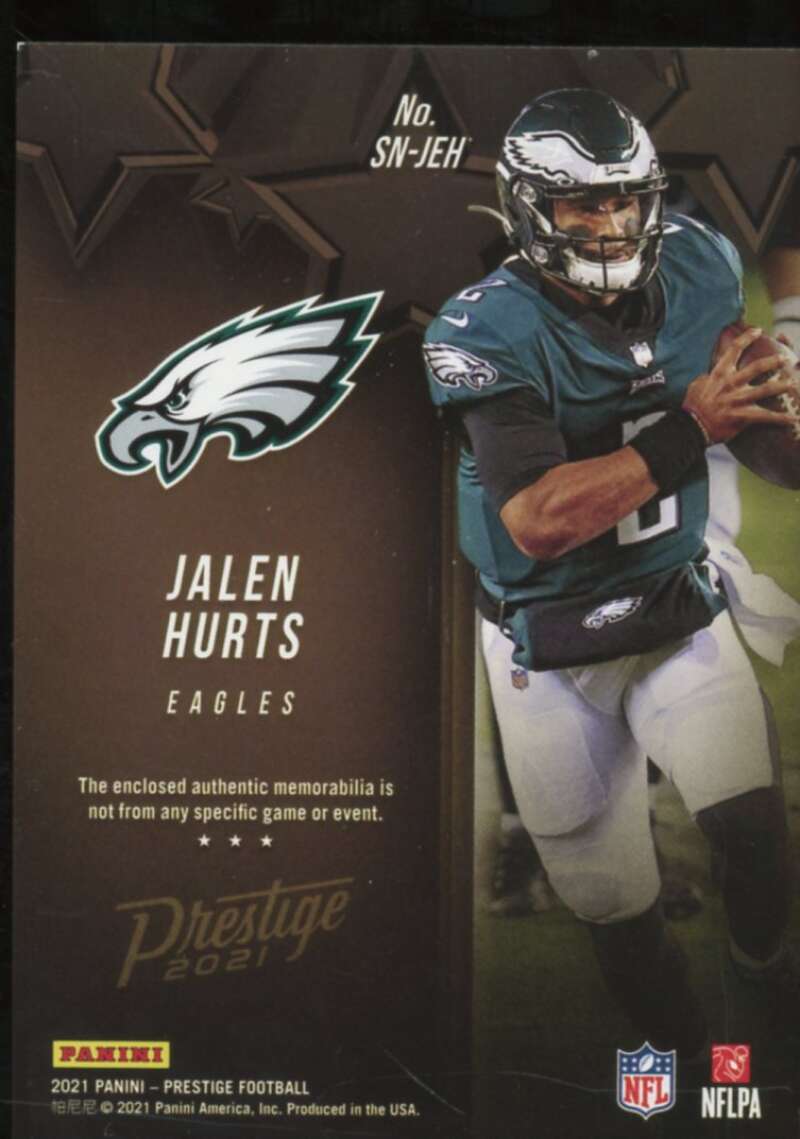 Jalen Hurts Card 2021 Prestige Stars of the NFL Jerseys Xtra Points Red #3  Image 2