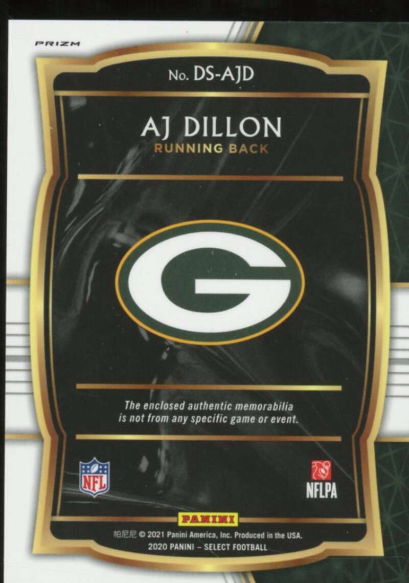 A.J. Dillon Rookie Card 2020 Select Draft Selections Memorabilia Prizm Red #23  Image 2