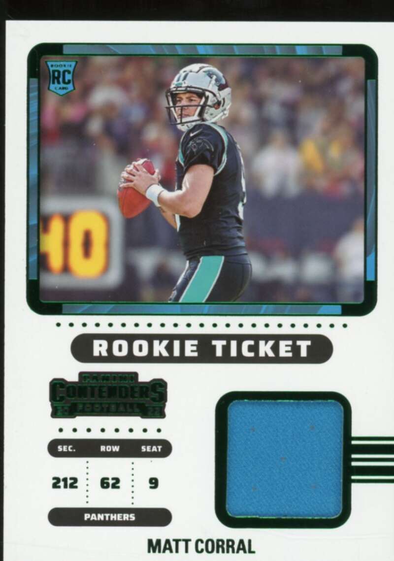 Matt Corral Rookie Card 2022 Panini Contenders Rookie Ticket Swatches #30  Image 1