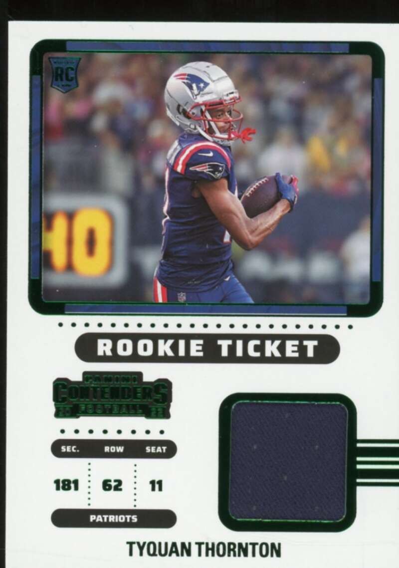 Tyquan Thornton rookie Card 2022 Panini Contenders Rookie Ticket Swatches #38  Image 1