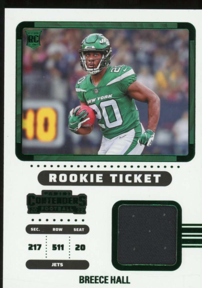 Breece Hall rookie Card 2022 Panini Contenders Rookie Ticket Swatches #5  Image 1