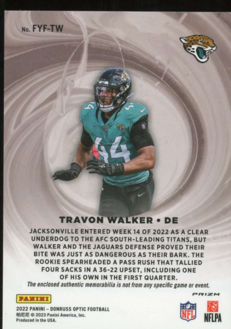 Travon Walker rookie 2022 Donruss Optic First Year Fresh Jerseys Blue Hyper #25  Image 2