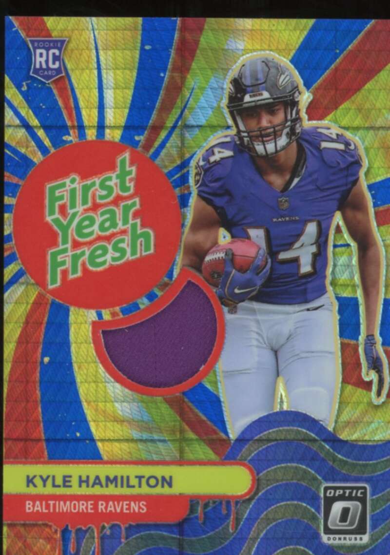 Kyle Hamilton rookie 2022 Donruss Optic First Year Fresh Jerseys Blue Hyper #38  Image 1