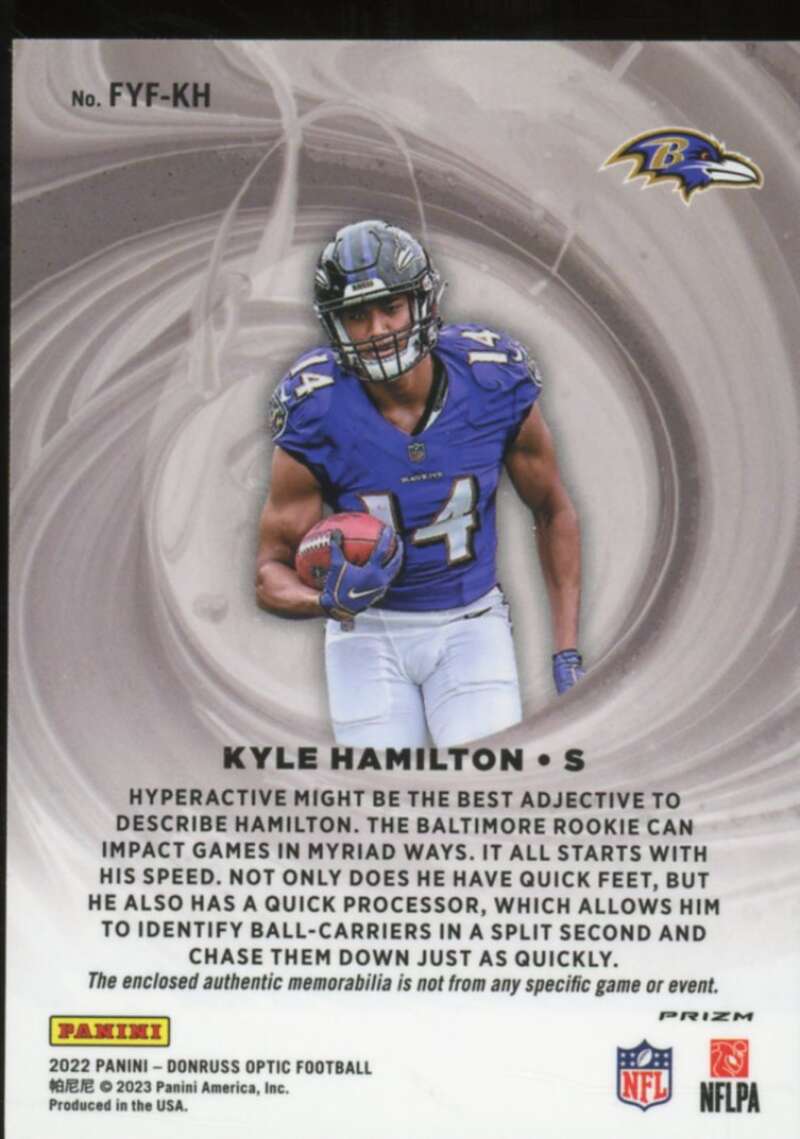 Kyle Hamilton rookie 2022 Donruss Optic First Year Fresh Jerseys Blue Hyper #38  Image 2