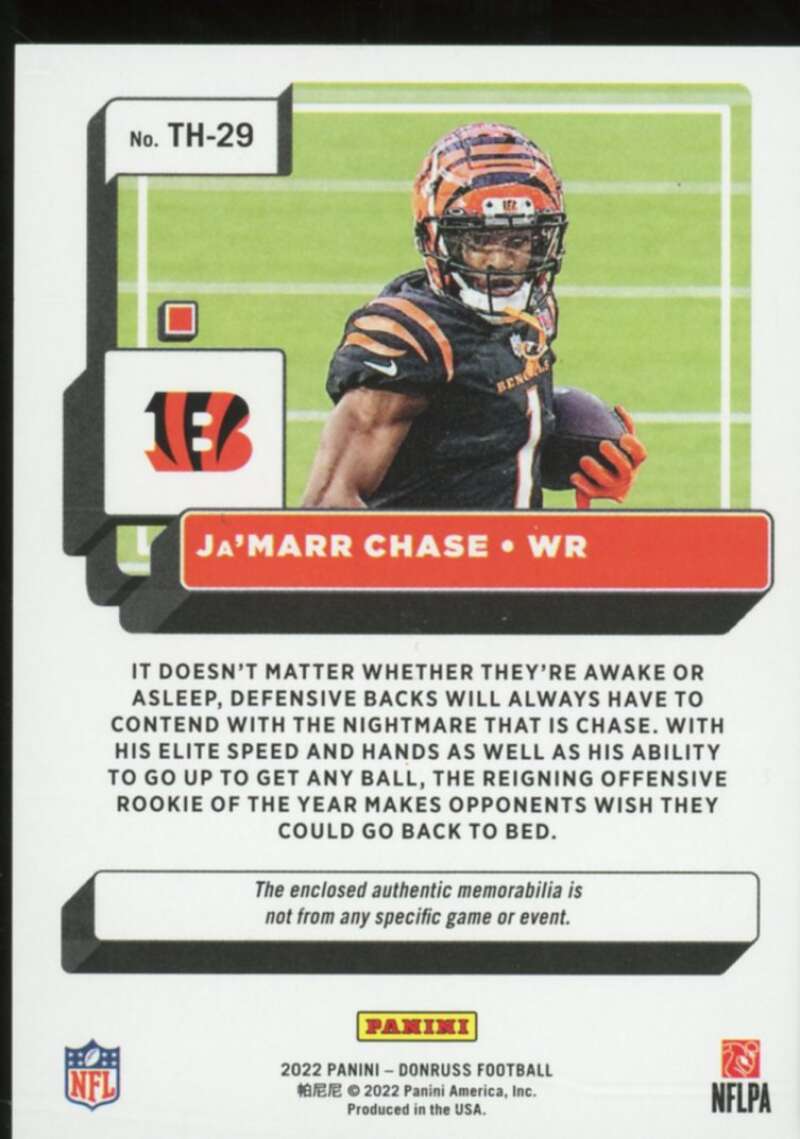 Ja'Marr Chase Card 2022 Donruss Donruss Threads #29  Image 2