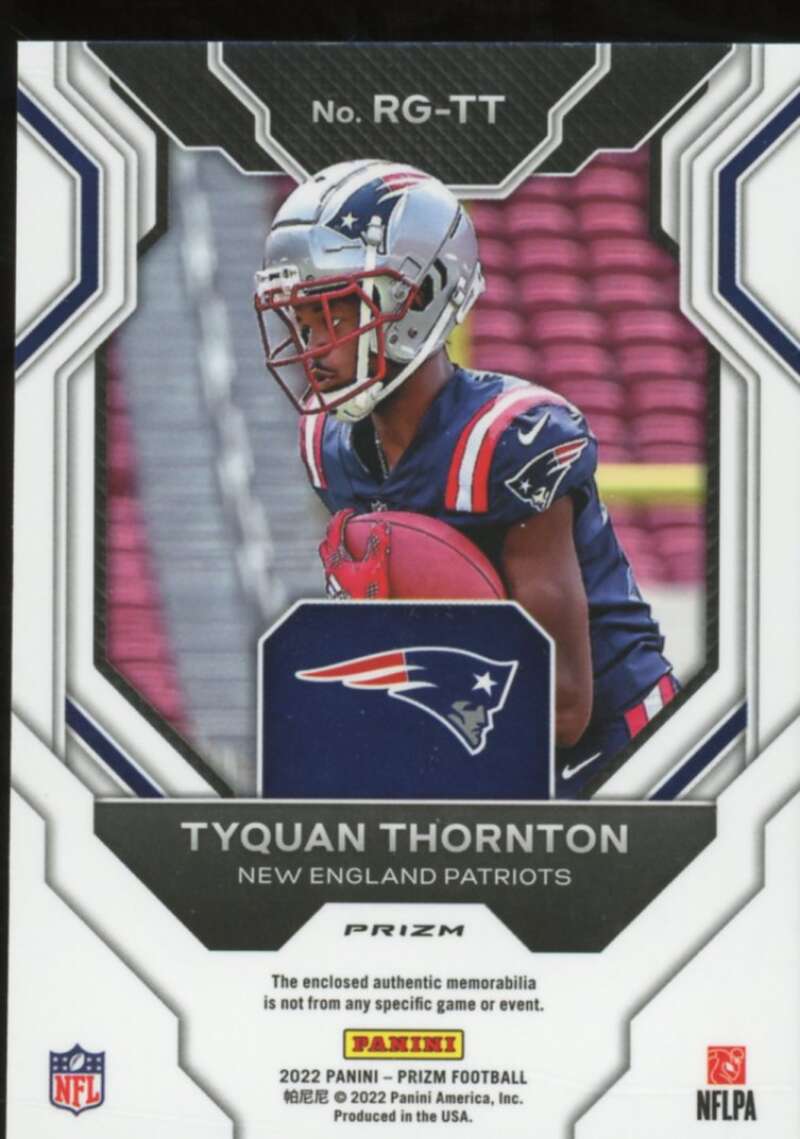 Tyquan Thornton Rookie Card 2022 Panini Prizm Rookie Gear #20  Image 2