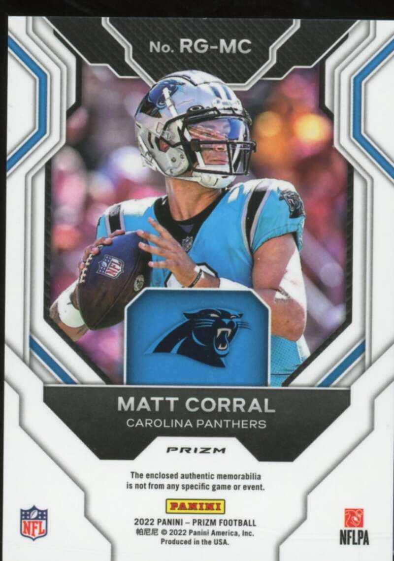 Matt Corral Rookie Card 2022 Panini Prizm Rookie Gear #4  Image 2