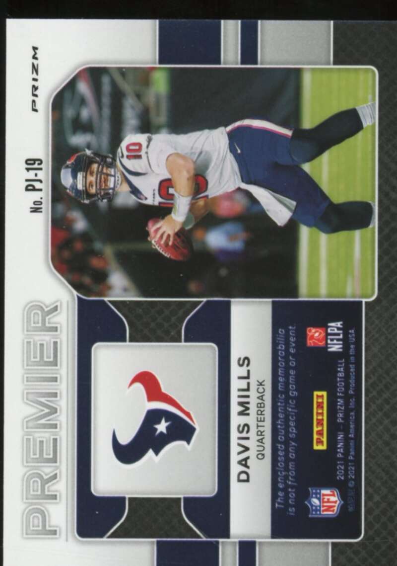 Davis Mills Rookie Card 2021 Panini Prizm Premier Jerseys Neon Green Pulsar #19  Image 2