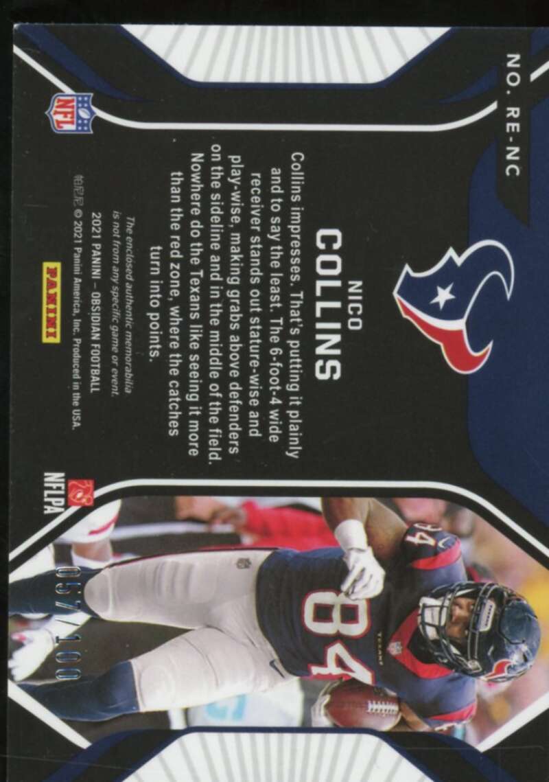 Nico Collins Rookie Card 2021 Panini Obsidian Rookie Eruption Materials #30  Image 2