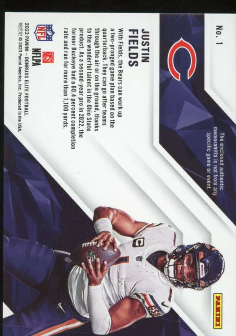 Justin Fields Rookie Card 2023 Elite Epic Materials #1  Image 2