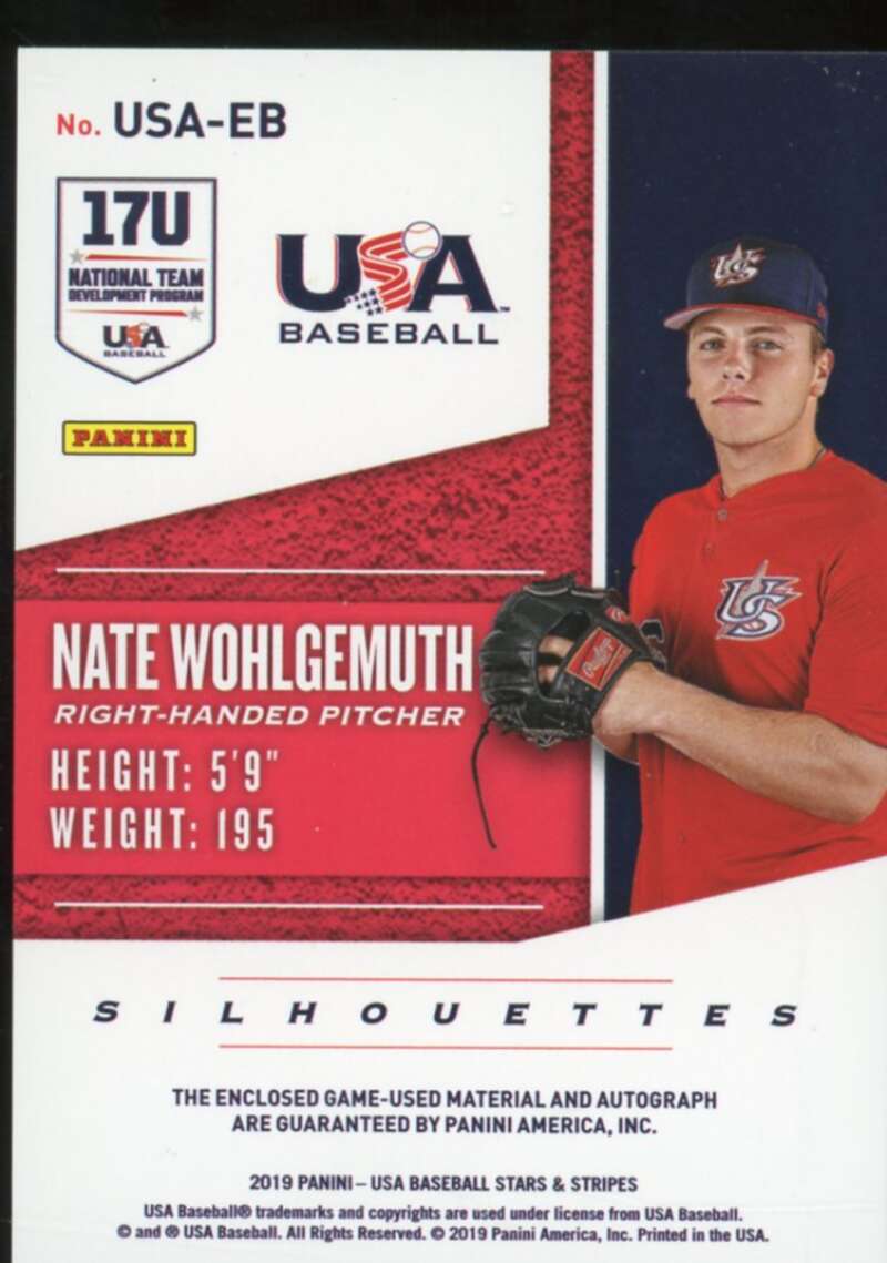 Wohlgemuth 2019 USA Baseball Stars Stripes Silhouettes Black Gold AU JSY #106  Image 2