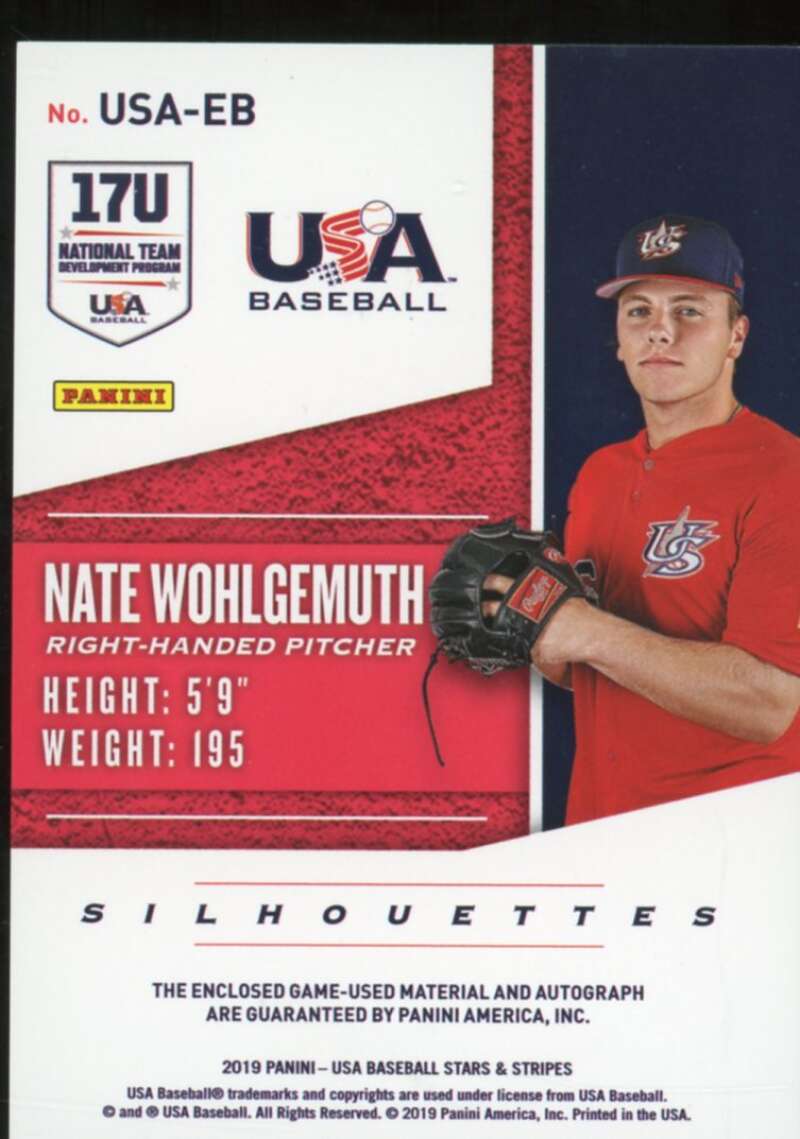 Wohlgemuth 2019 USA Baseball Stars Stripes Silhouettes Black Gold AU JSY #106  Image 2