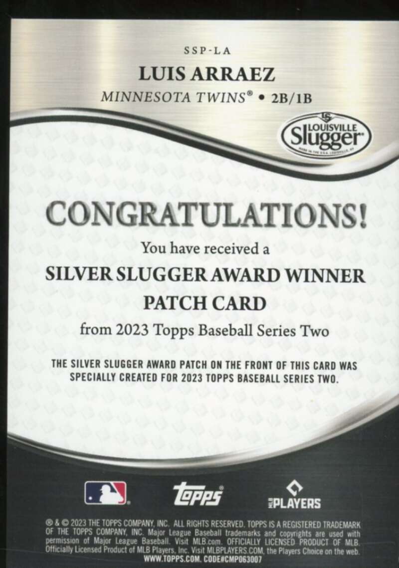 Luis Arraez 2023 Topps '22 Silver Slugger Award Winners Patches Gold #SSPLA  Image 2