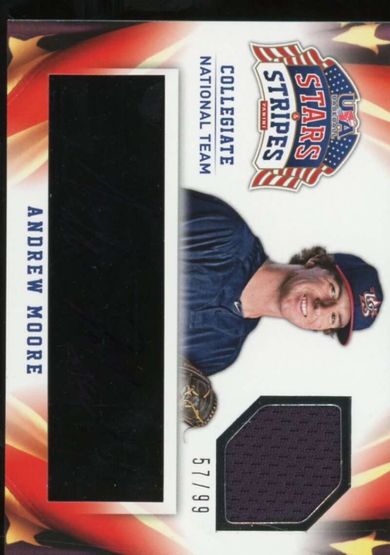 Andrew Moore 2015 USA Baseball Stars Stripes Game Gear Materials Signatures #7  Image 1