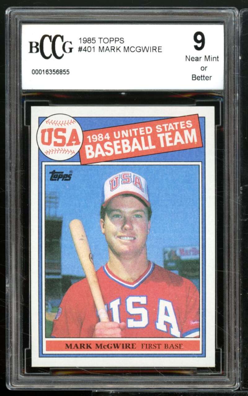 1985 Topps #401 Mark McGwire Rookie Card BGS BCCG 9 Near Mint+ Image 1