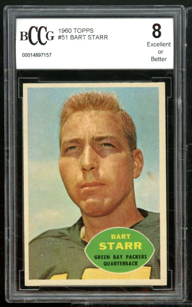 1960 Topps #51 Bart Starr Card BGS BCCG 8 Excellent+ Image 1