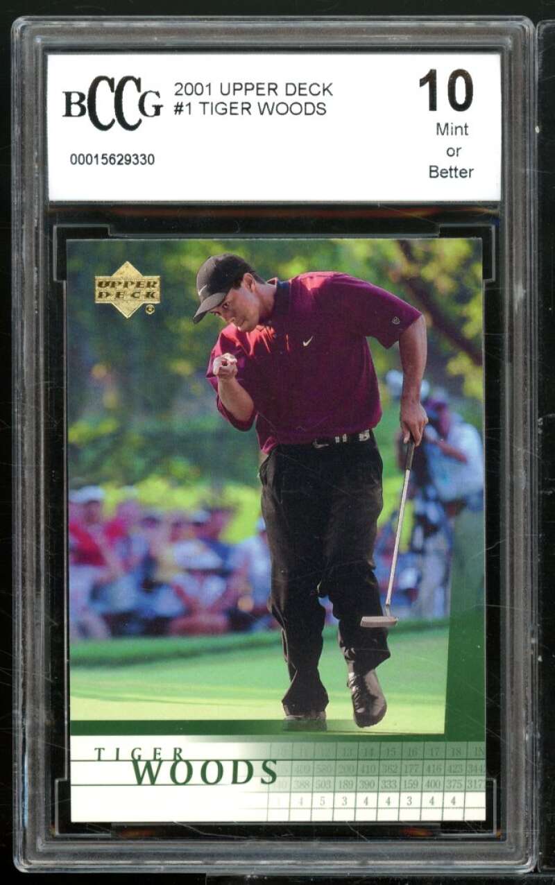 2001 Upper Deck #1 Tiger Woods Golf Rookie Card BGS BCCG 10 Mint+ Image 1