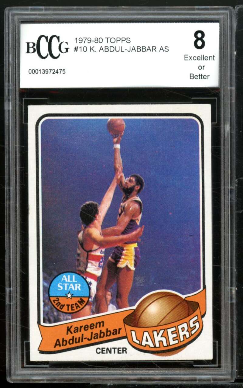 1979-80 Topps #10 Kareem Abdul-Jabbar Card BGS BCCG 8 Excellent+ Image 1