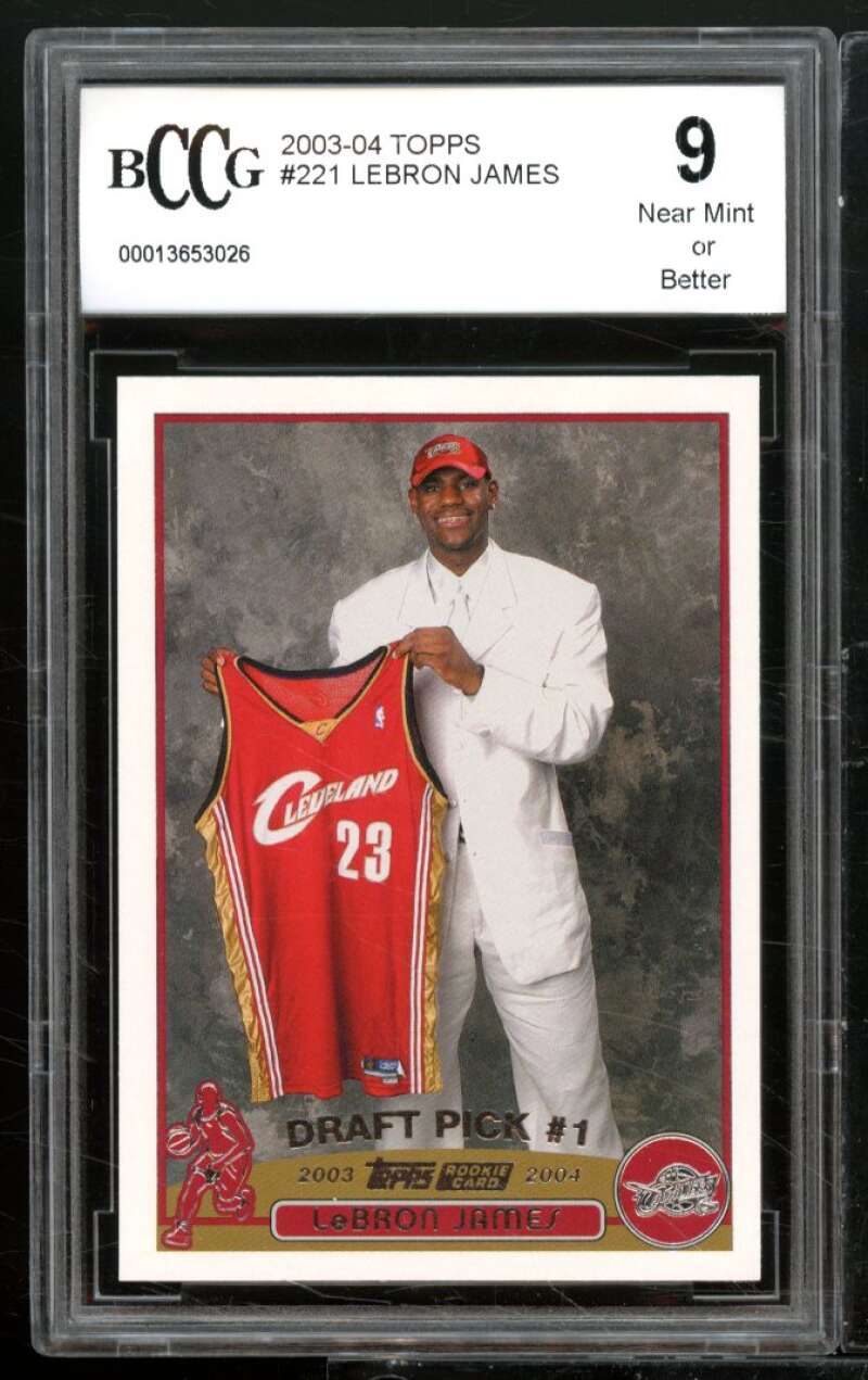 2003-04 Topps #221 Lebron James Rookie Card BGS BCCG 9 Near Mint+ Image 1