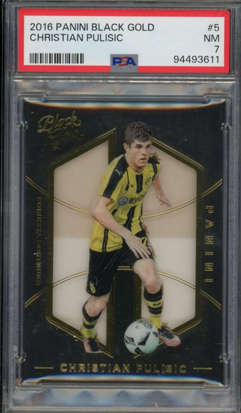 Christian Pulisic Rookie Card 2016 Panini Black Gold #5 PSA 7 Image 1