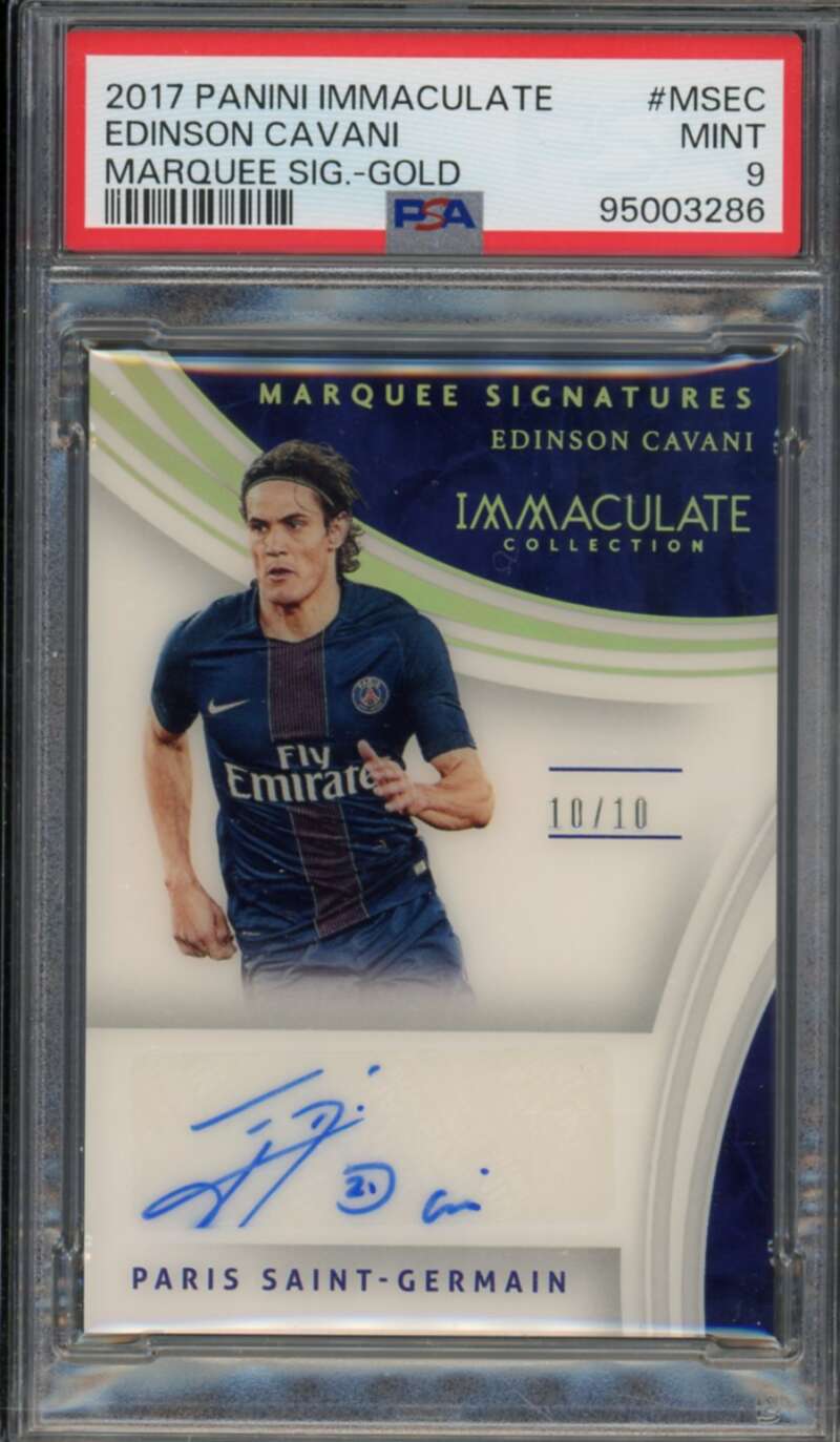 Edinson Cavani 2017 Immaculate Collection Marquee Sig Gold (10/10) #MSEC PSA 9 Image 1