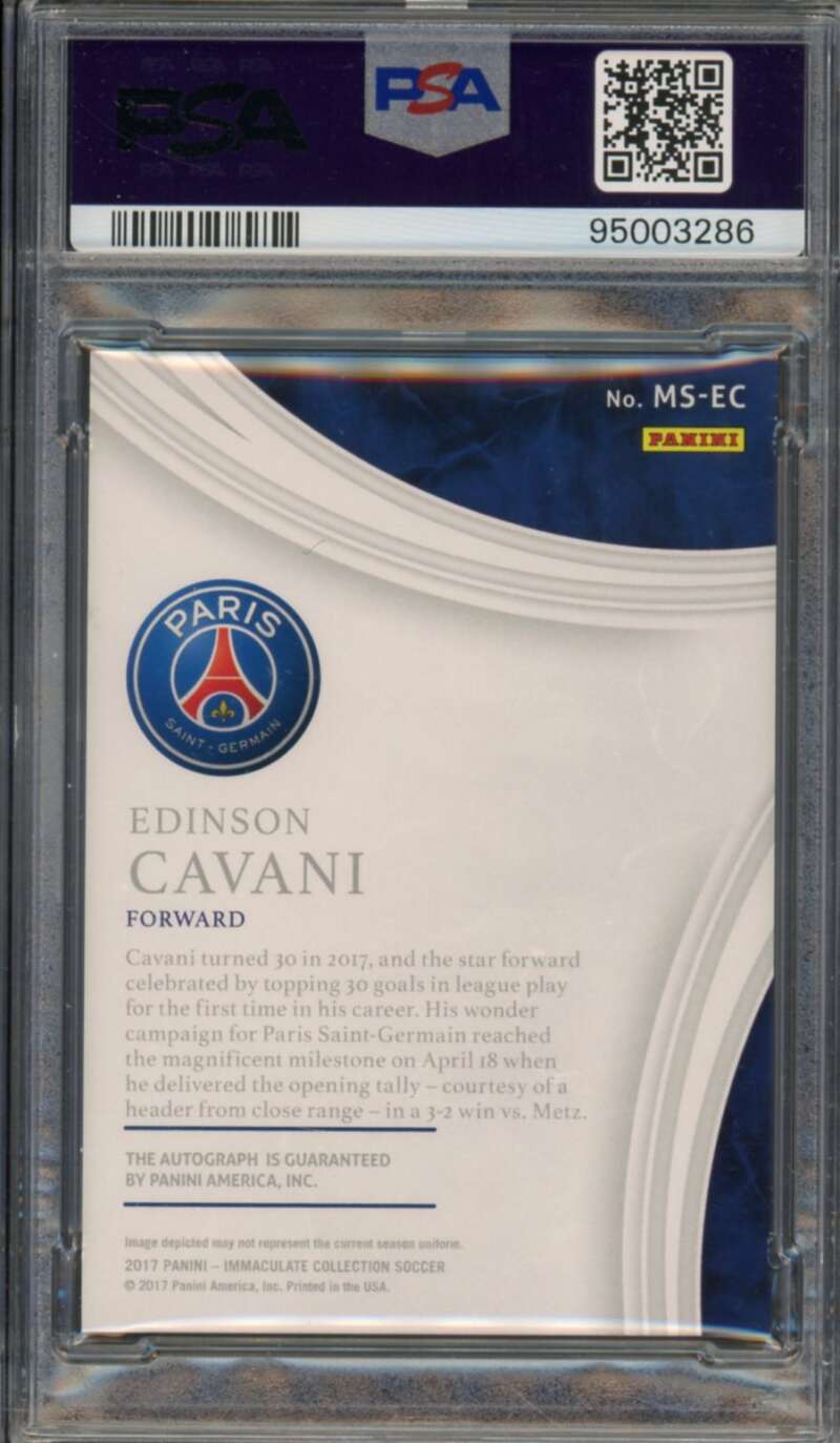 Edinson Cavani 2017 Immaculate Collection Marquee Sig Gold (10/10) #MSEC PSA 9 Image 2