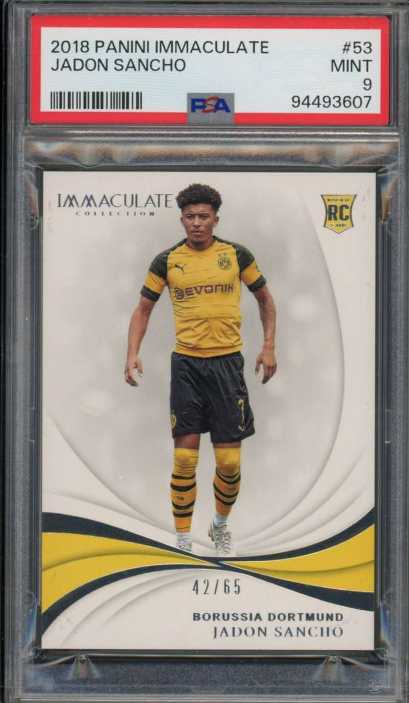 Jadon Sancho Rookie Card 2018-19 Panini Immaculate #53 PSA 9 Image 1