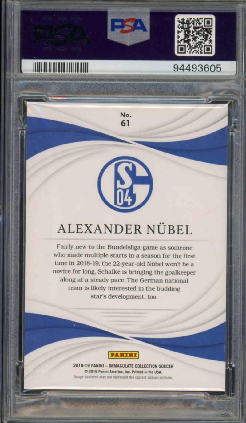 Alexander Nubel Rookie Card 2018-19 Panini Immaculate (pop 1) #61 PSA 9 Image 2