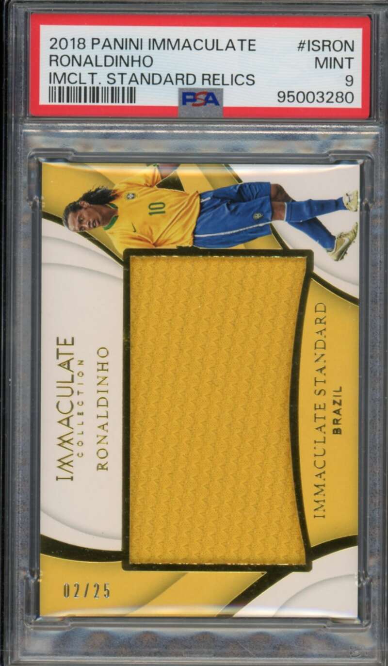 Ronaldinho 2018 Panini Immaculate Standard Relics (#d 2/25) (pop 2) #ISRON PSA 9 Image 1