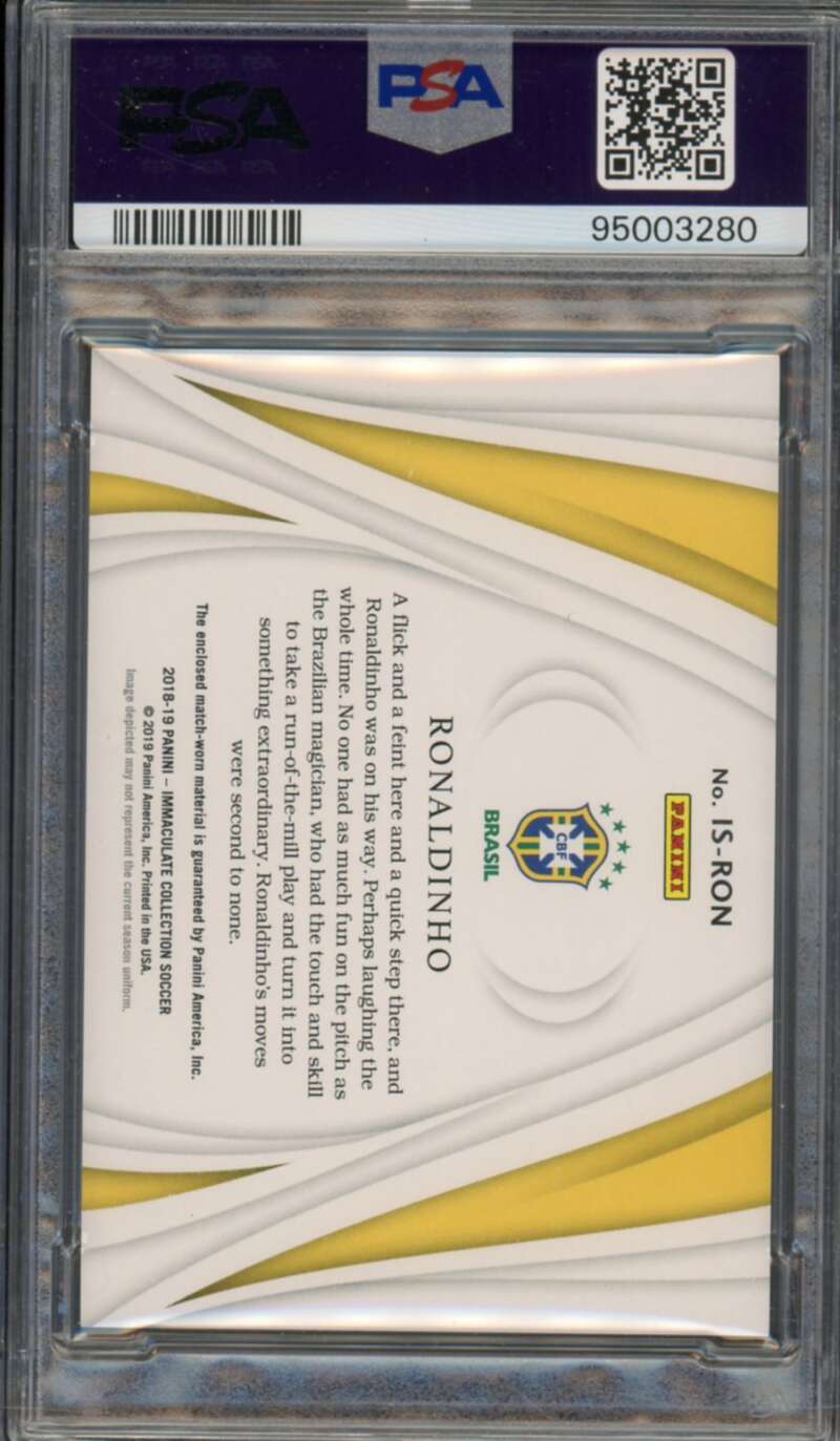 Ronaldinho 2018 Panini Immaculate Standard Relics (#d 2/25) (pop 2) #ISRON PSA 9 Image 2