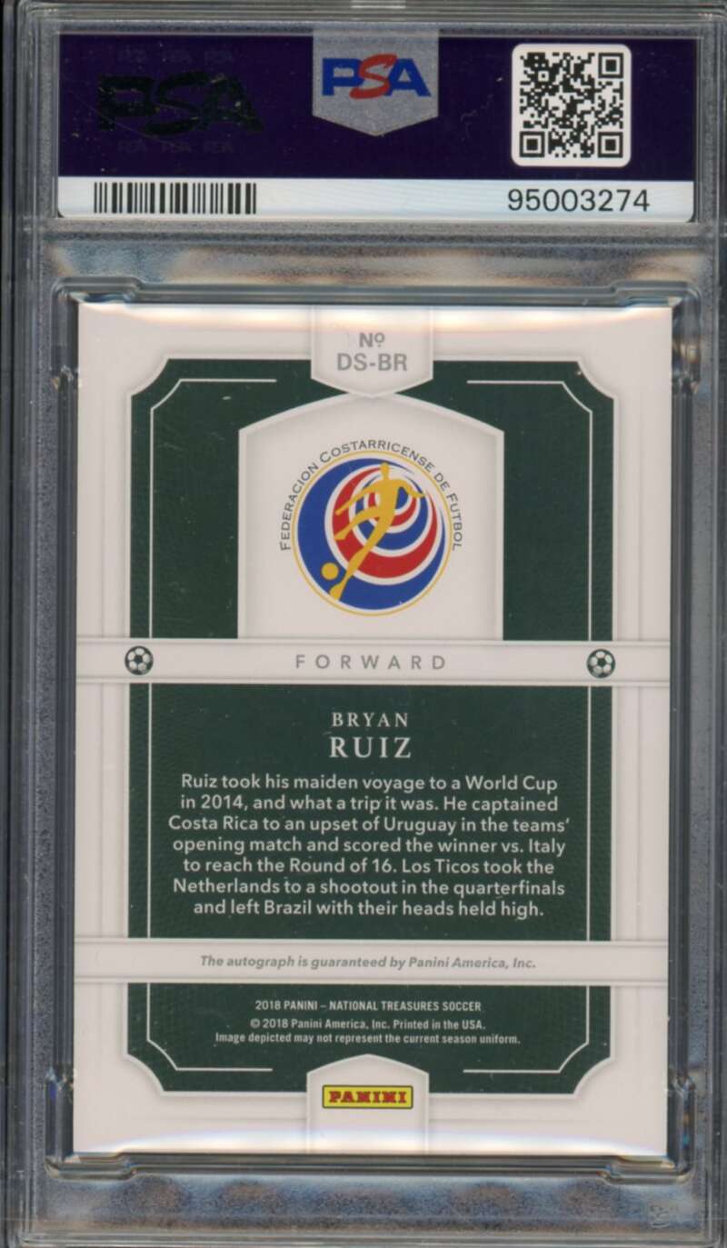 Bryan Ruiz 2018 National Treasures Debut Signatures Var Gold (#d 9/10) #BR PSA 9 Image 2