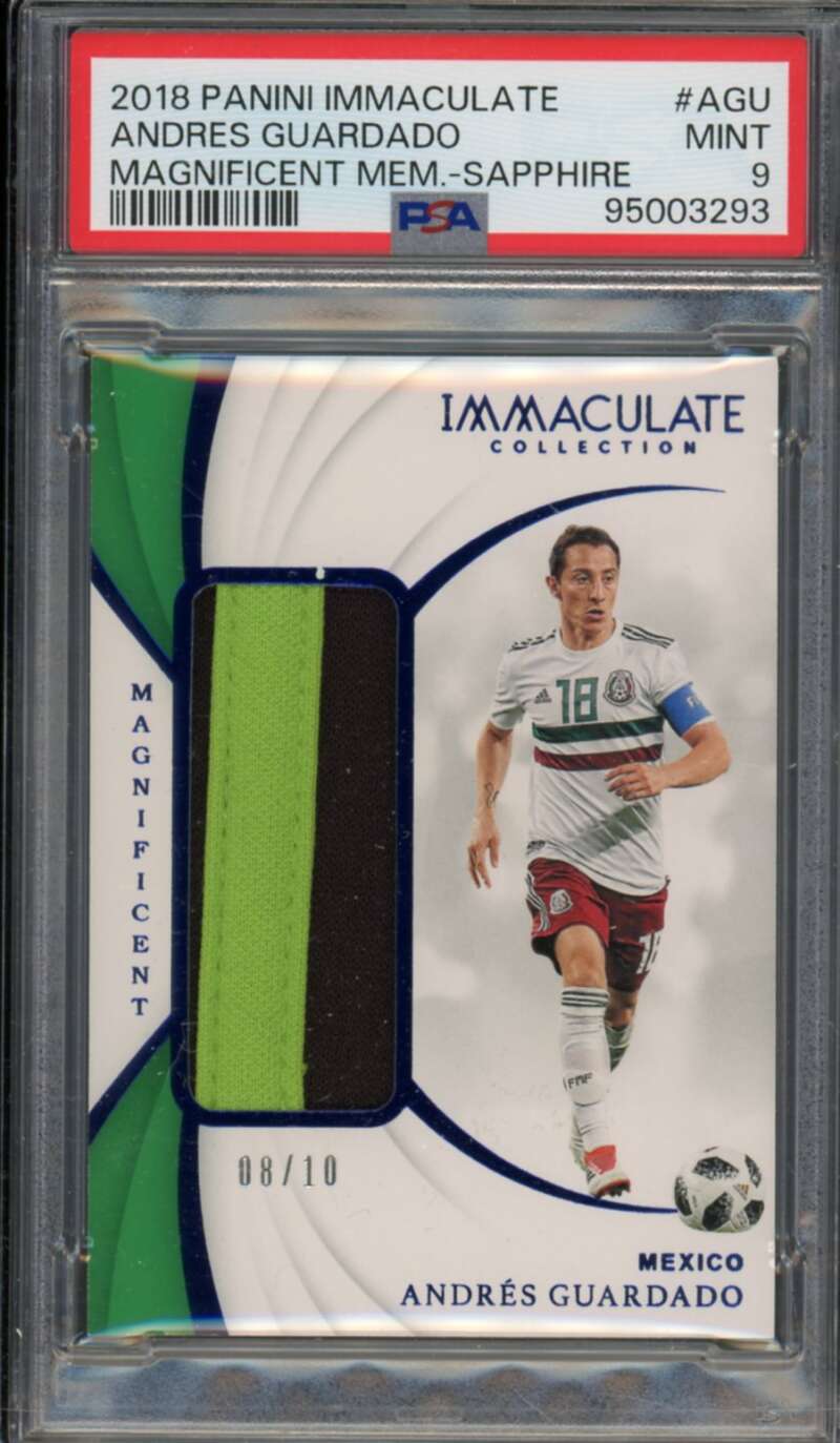 Andres Guardado Card 2018 Panini Immaculate Mem Sapphire (#d 8/10) #Agu PSA 9 Image 1