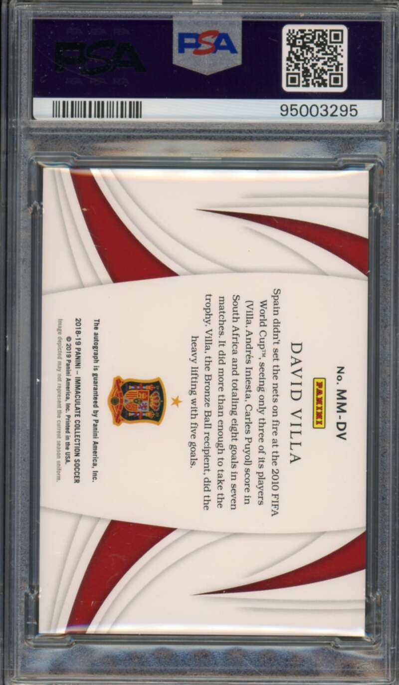 David Villa 2018 Panini Immaculate Modern Marks Gold (Ser #d 10/10) #DV PSA 9 Image 2