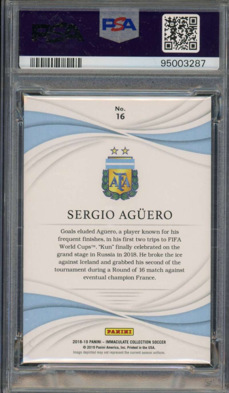 Sergio Aguero Card 2018 Panini Immaculate (#d 14/25) (pop 2) #16 PSA 9 Image 2