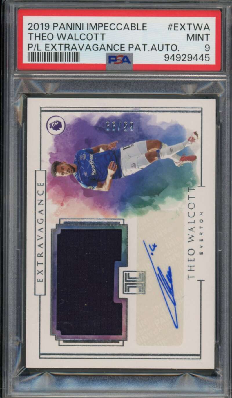 Theo Walcott 2019 Panini Impeccable Extravagance Patch Auto (pop 1) #Extwa PSA 9 Image 1