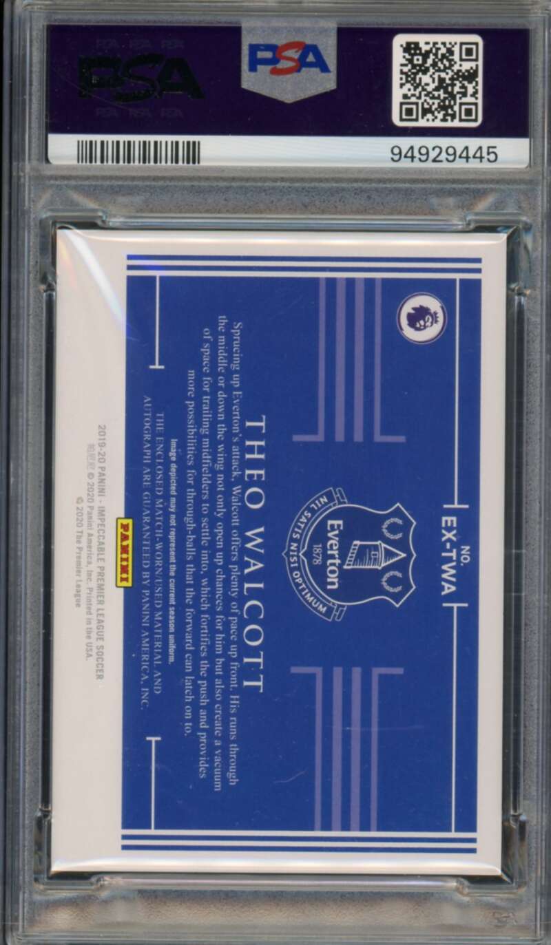 Theo Walcott 2019 Panini Impeccable Extravagance Patch Auto (pop 1) #Extwa PSA 9 Image 2