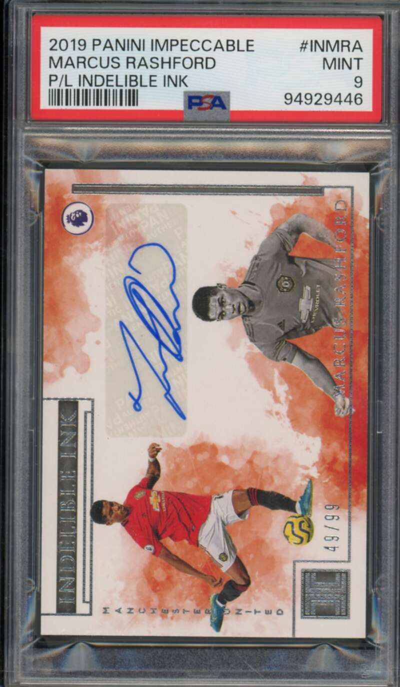 Marcus Rashford 2019 Panini Impeccable P/L Indelible Ink (pop 3) #INMRA PSA 9 Image 1