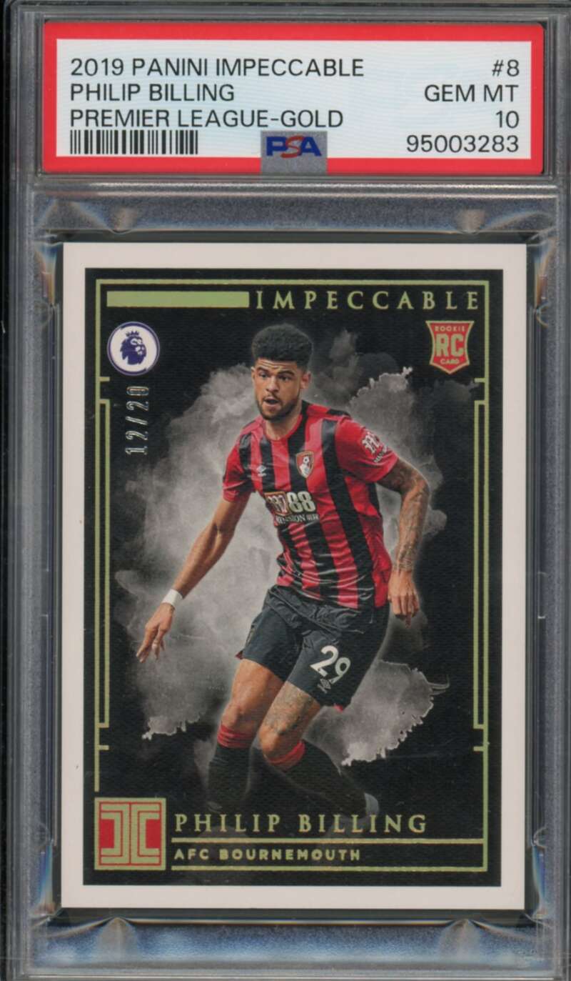 Philip Billing 2019-20 Panini Impeccable Premier League Gold (12/20) #8 PSA 10 Image 1