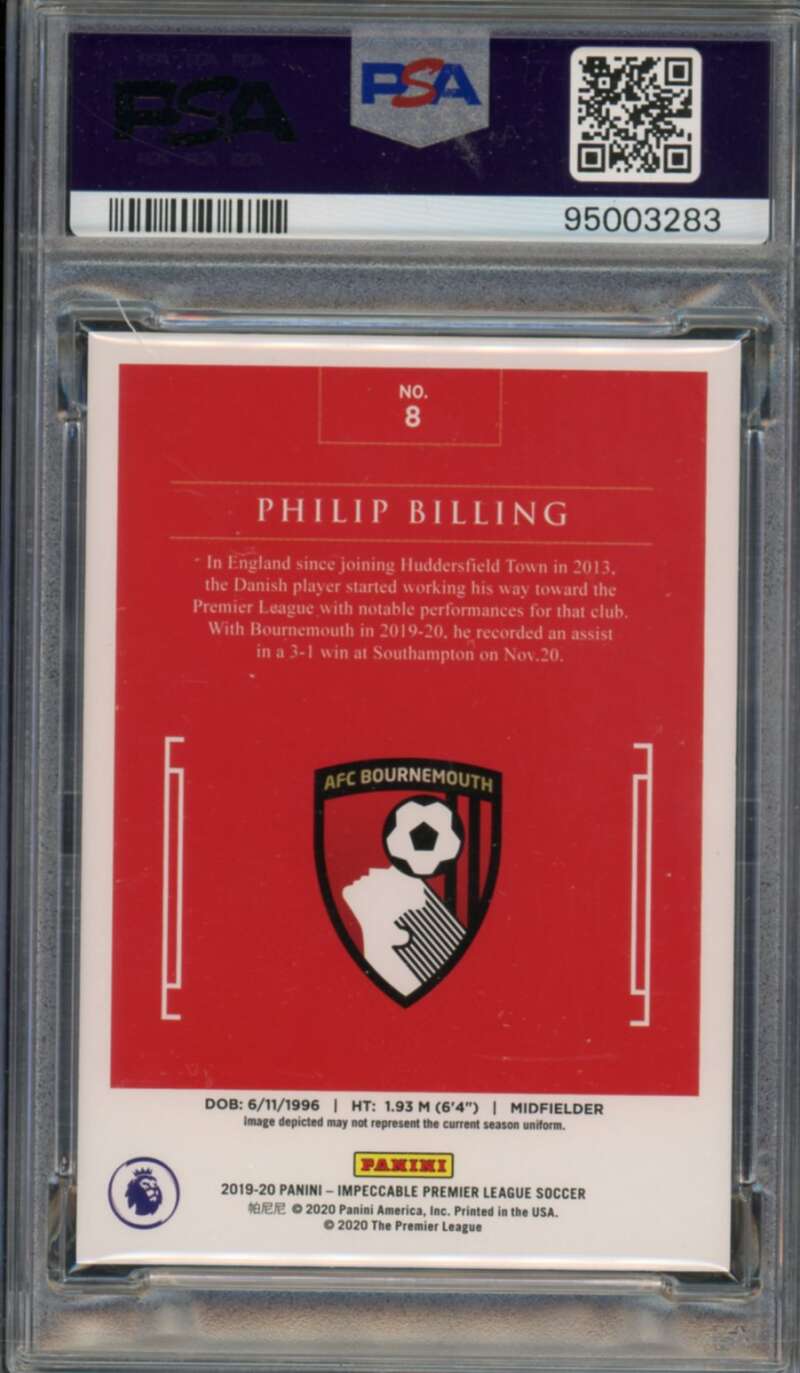 Philip Billing 2019-20 Panini Impeccable Premier League Gold (12/20) #8 PSA 10 Image 2