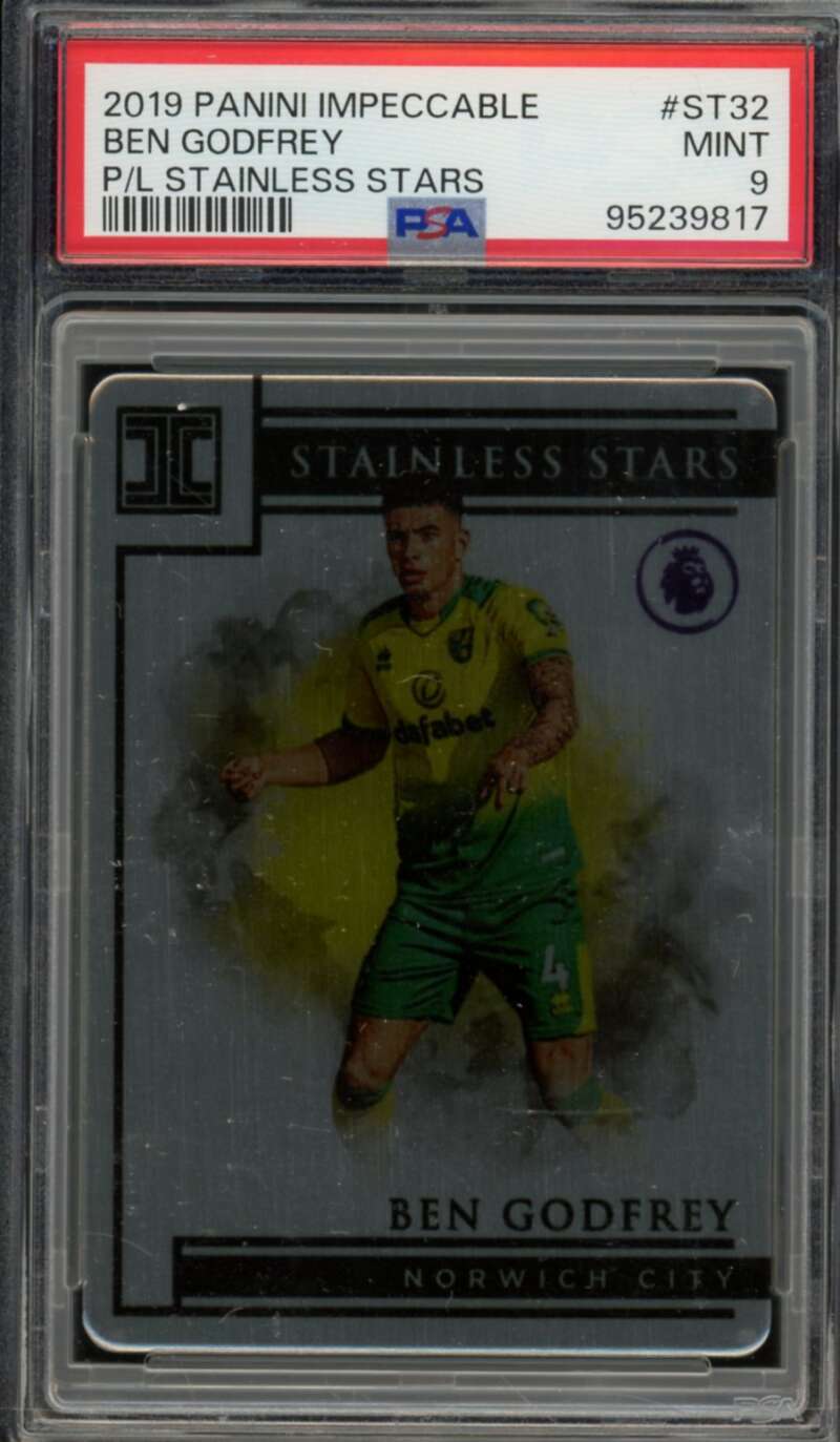 Ben Godfrey Card 2019 Panini Impeccable P/L Stainless Stars (pop 1) #ST32 PSA 9 Image 1