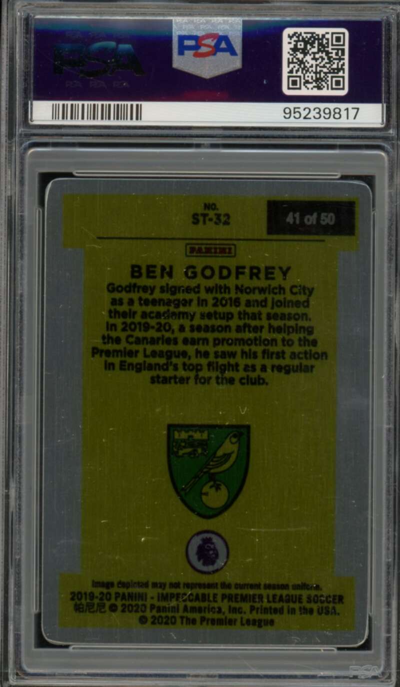 Ben Godfrey Card 2019 Panini Impeccable P/L Stainless Stars (pop 1) #ST32 PSA 9 Image 2