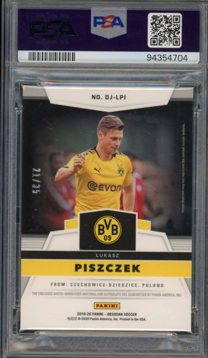 Lukasz Piszczek 2019-20 Panini Obsidian Etch Orange Ink (pop 2) #Djlpi PSA 9 Image 2