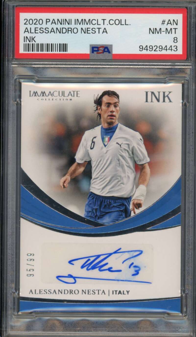 Alessandro Nesta Card 2020 Panini Immaculate Collection Ink (pop 1) #AN PSA 8 Image 1